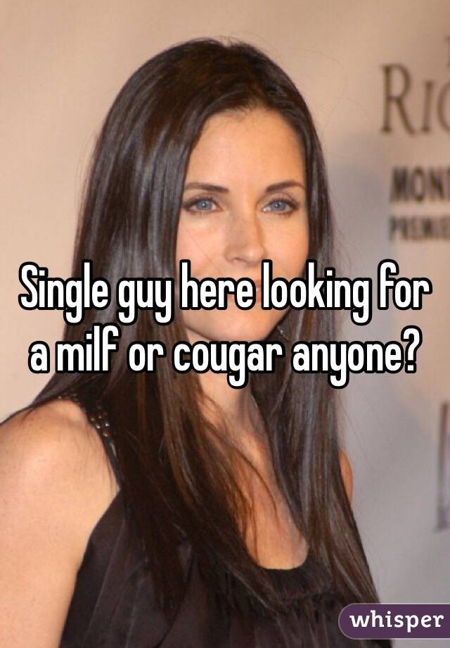 Single guy here looking for a milf or cougar anyone?