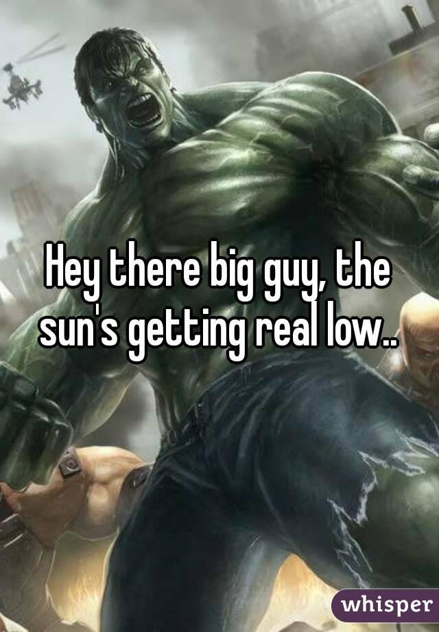 Hey there big guy, the sun's getting real low.. 