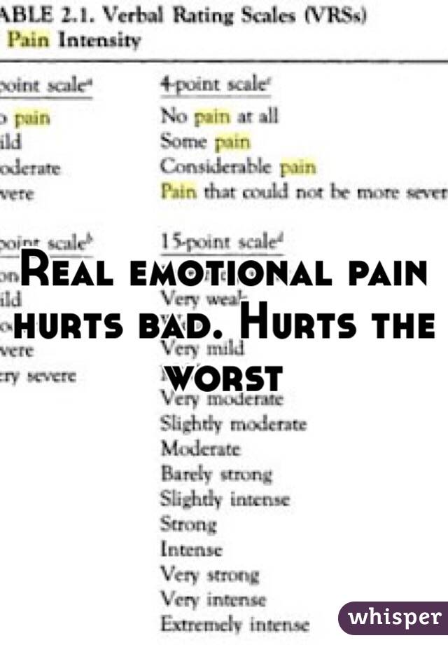 Real emotional pain hurts bad. Hurts the worst 