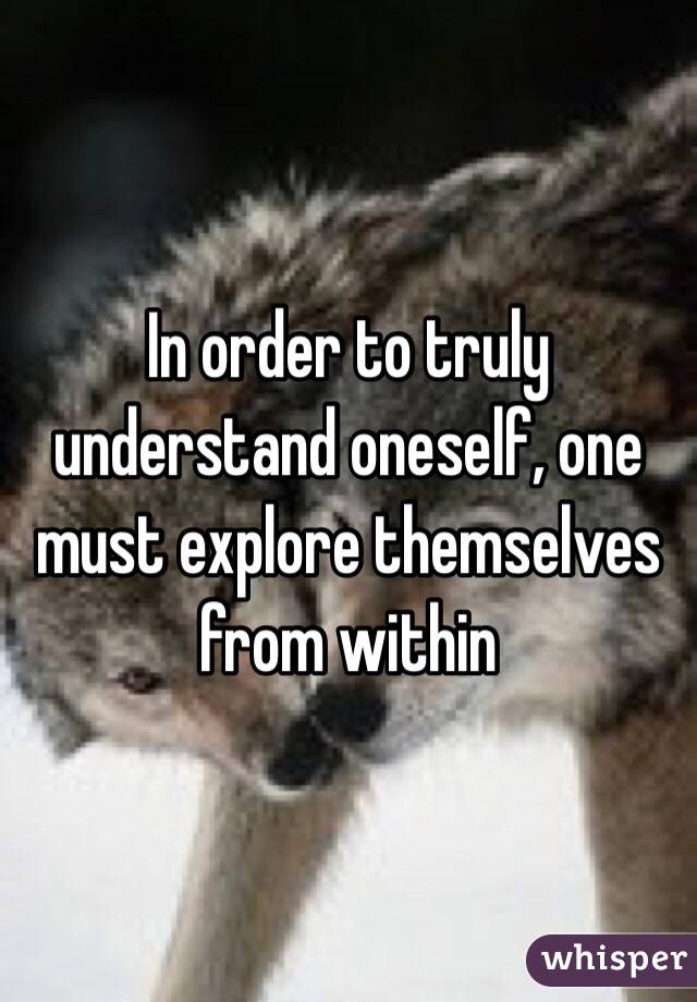 In order to truly understand oneself, one must explore themselves from within