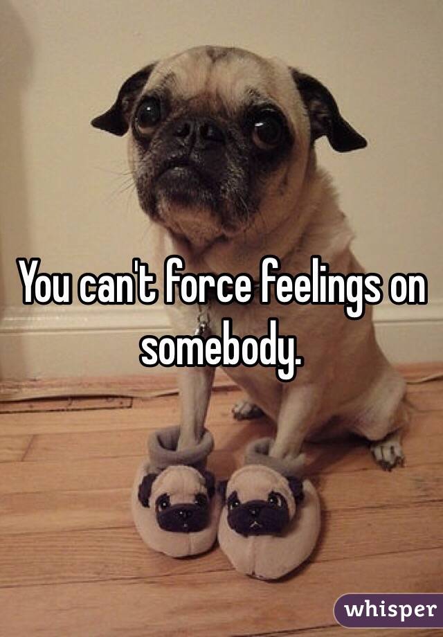 You can't force feelings on somebody.