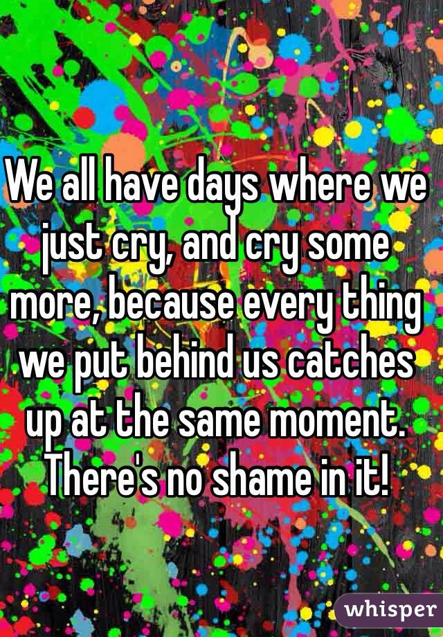 We all have days where we just cry, and cry some more, because every thing we put behind us catches up at the same moment. 
There's no shame in it! 