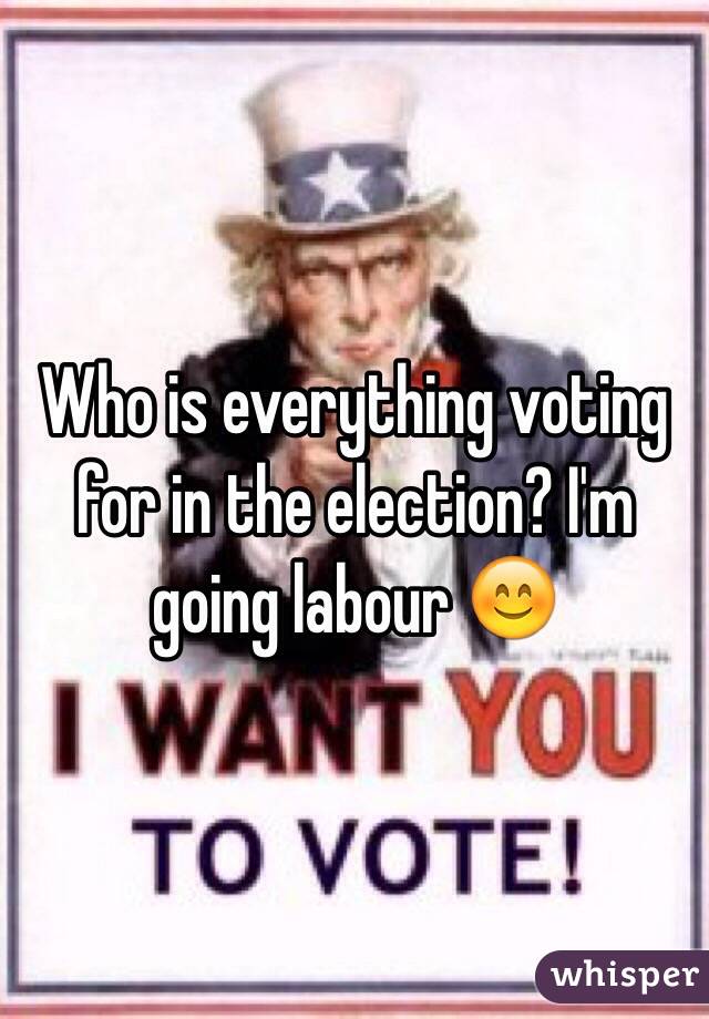 Who is everything voting for in the election? I'm going labour 😊