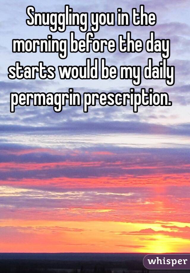 Snuggling you in the morning before the day starts would be my daily permagrin prescription. 
