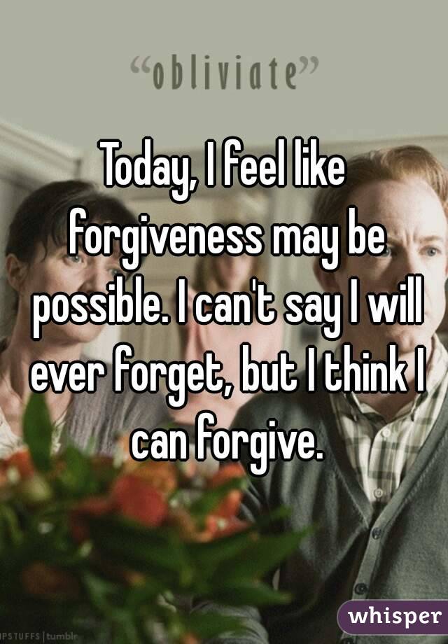 Today, I feel like forgiveness may be possible. I can't say I will ever forget, but I think I can forgive.