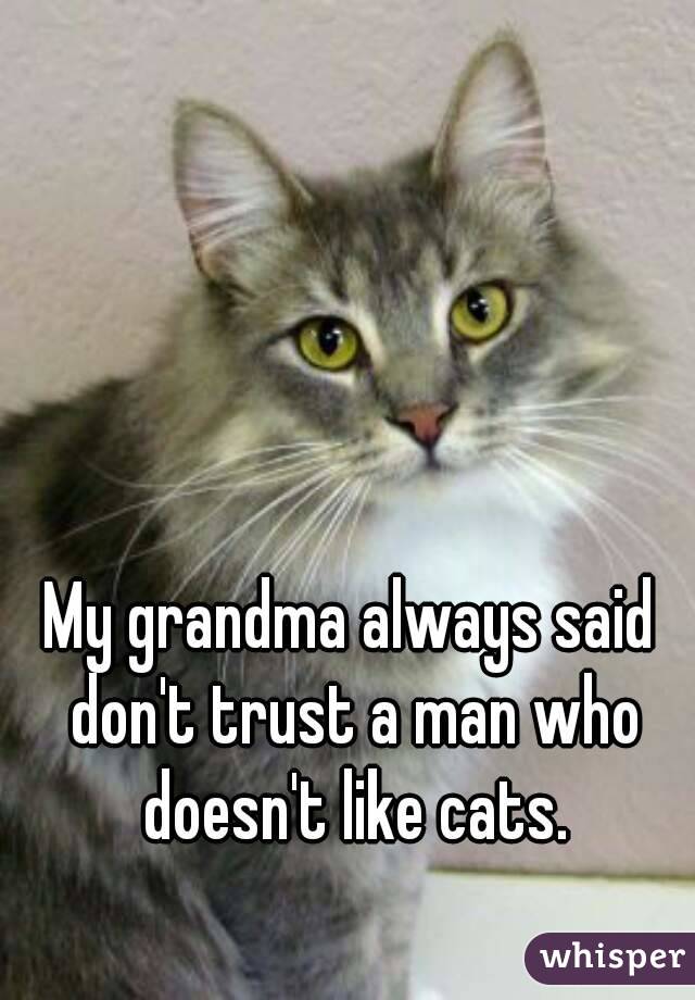 My grandma always said don't trust a man who doesn't like cats.