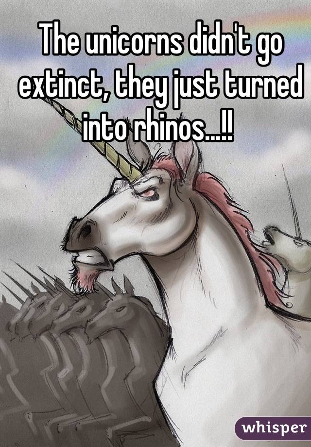 The unicorns didn't go extinct, they just turned into rhinos...!! 