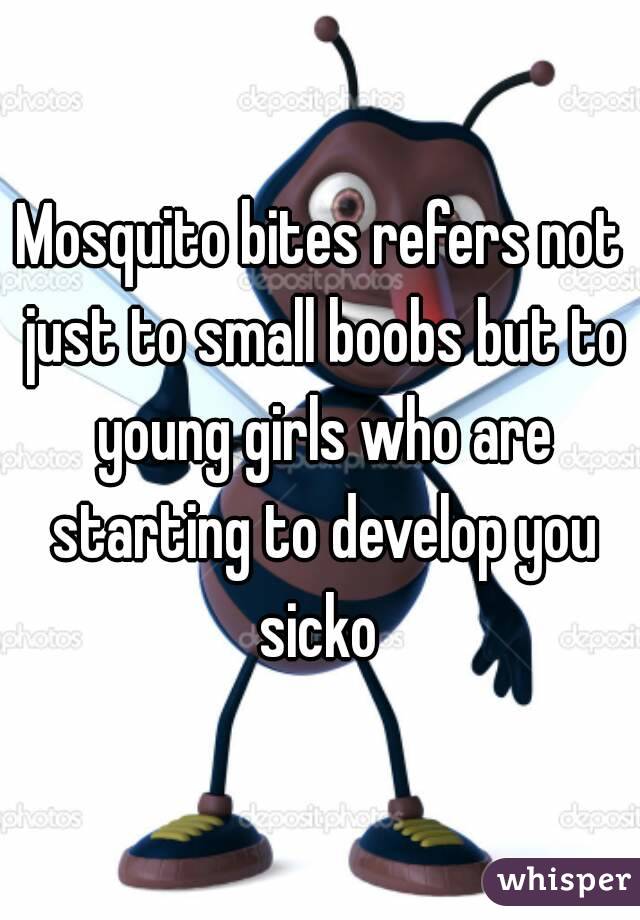 Mosquito bites refers not just to small boobs but to young girls who are starting to develop you sicko 