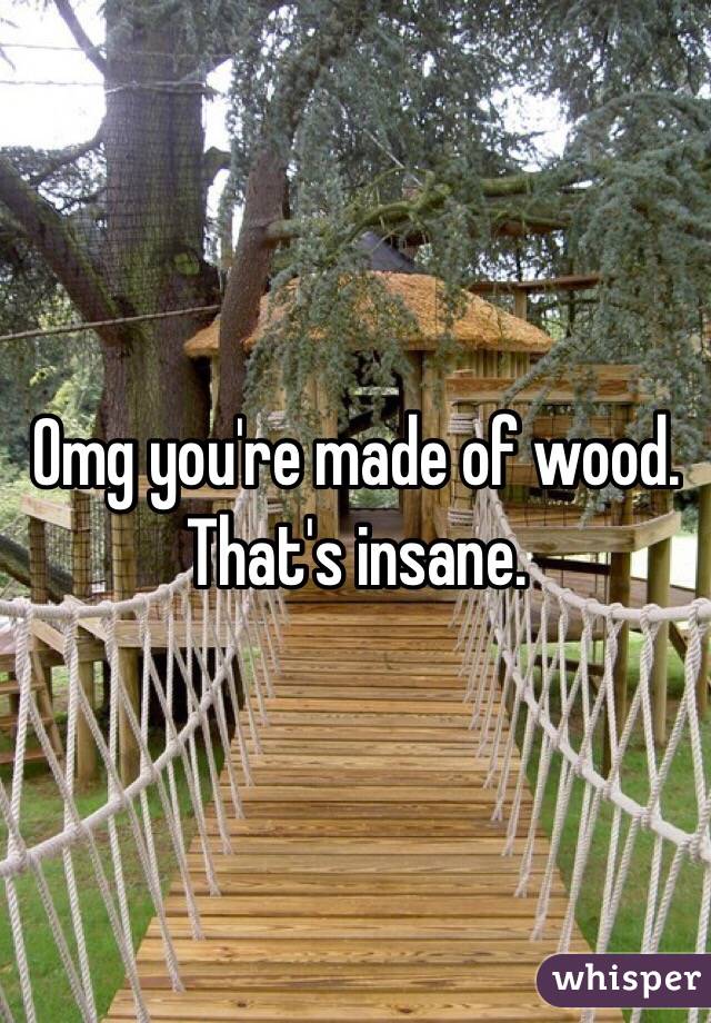 Omg you're made of wood. That's insane. 