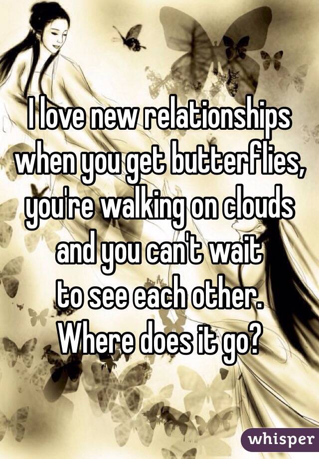 I love new relationships
when you get butterflies, you're walking on clouds
and you can't wait 
to see each other. 
Where does it go?