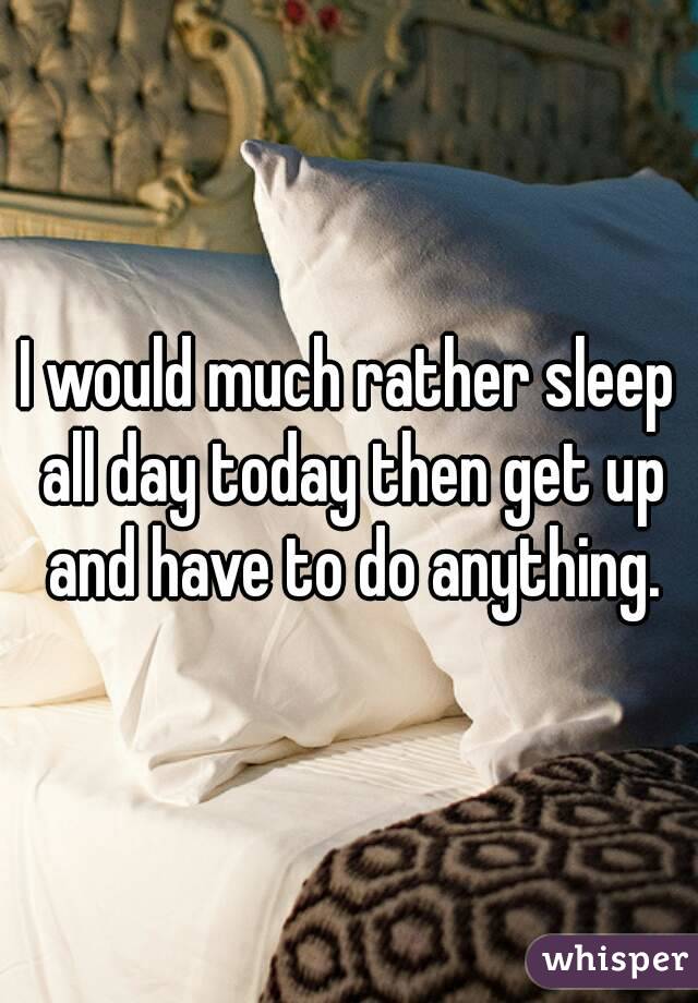 I would much rather sleep all day today then get up and have to do anything.