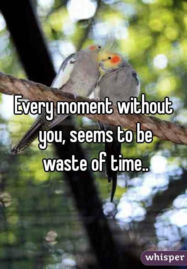 Every moment without you, seems to be
 waste of time..