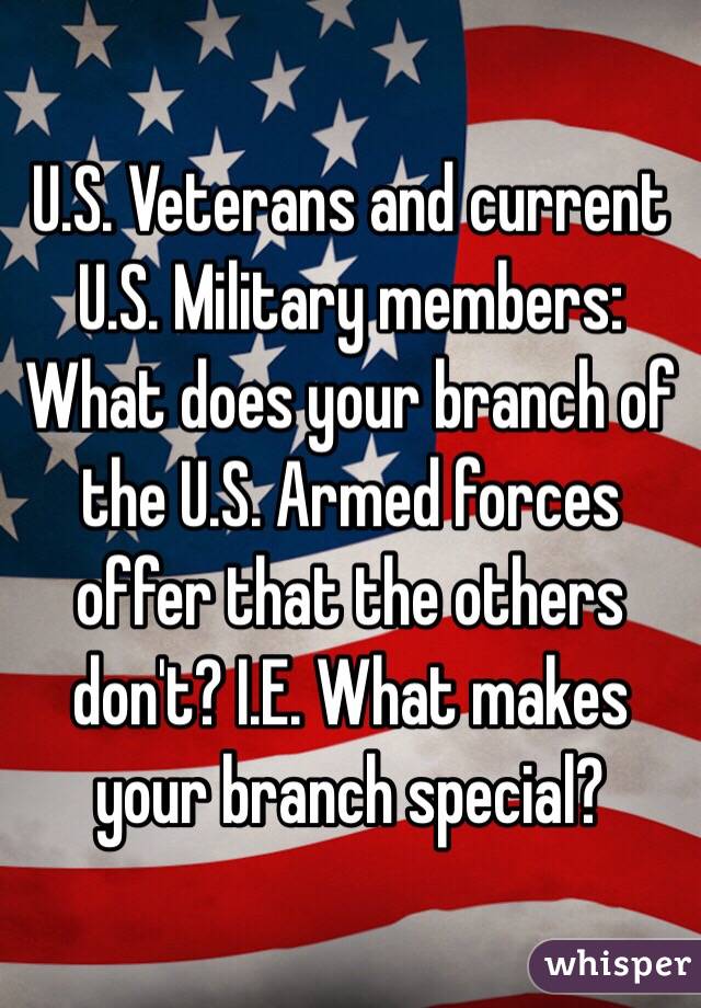 U.S. Veterans and current U.S. Military members: What does your branch of the U.S. Armed forces offer that the others don't? I.E. What makes your branch special?