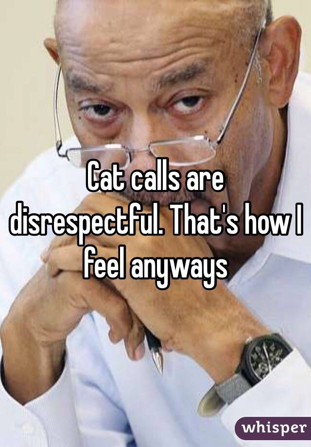 Cat calls are disrespectful. That's how I feel anyways 