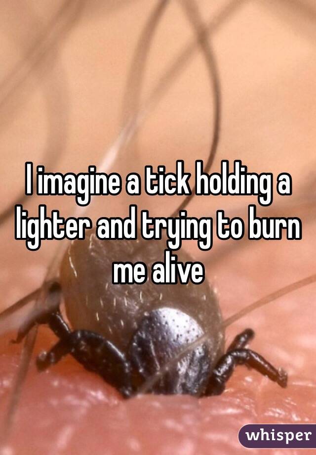 I imagine a tick holding a lighter and trying to burn me alive