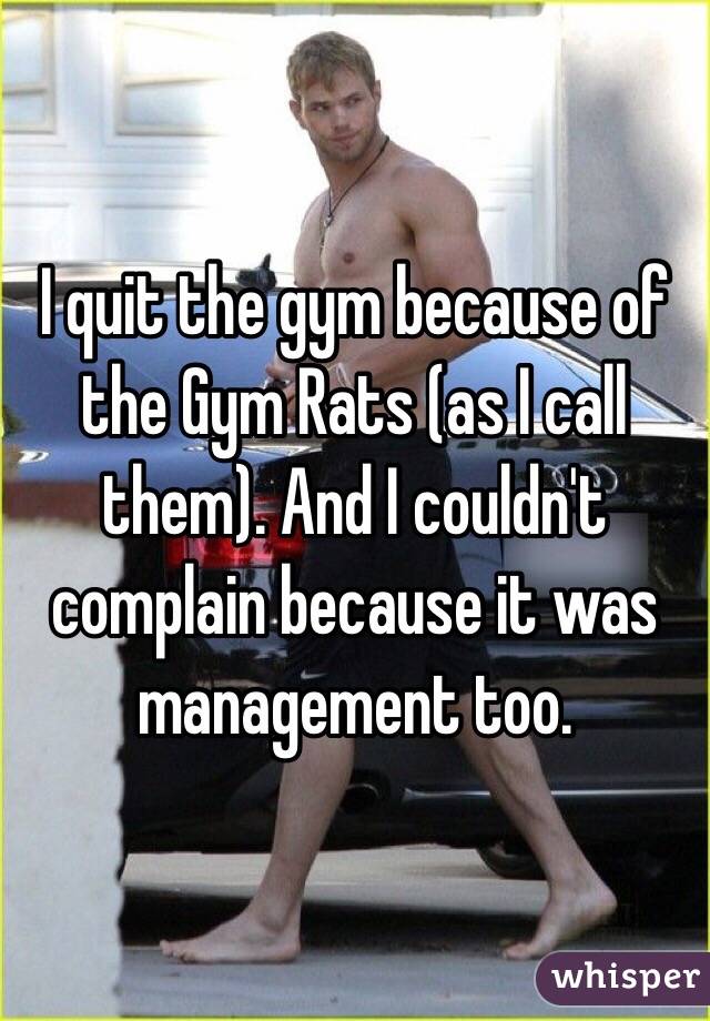 I quit the gym because of the Gym Rats (as I call them). And I couldn't complain because it was management too. 
