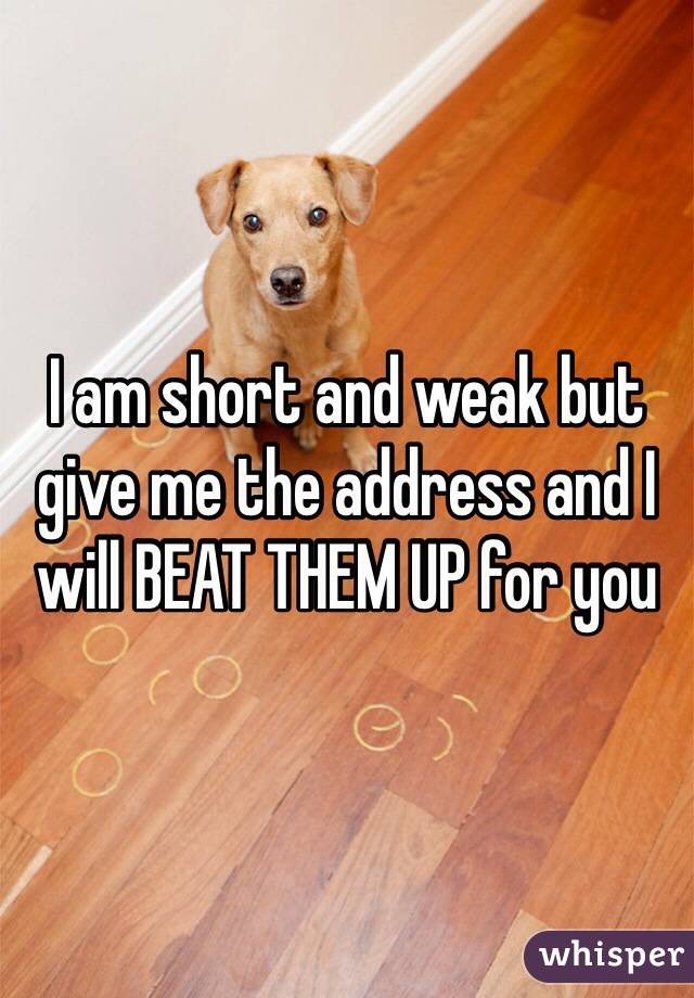 I am short and weak but give me the address and I will BEAT THEM UP for you 