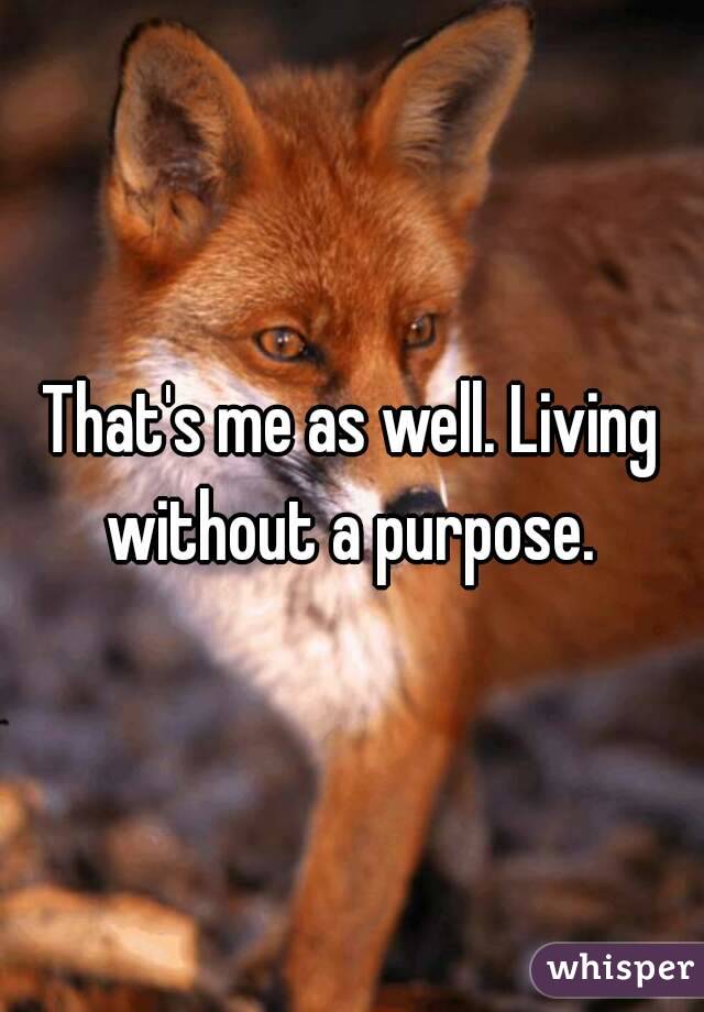 That's me as well. Living without a purpose. 