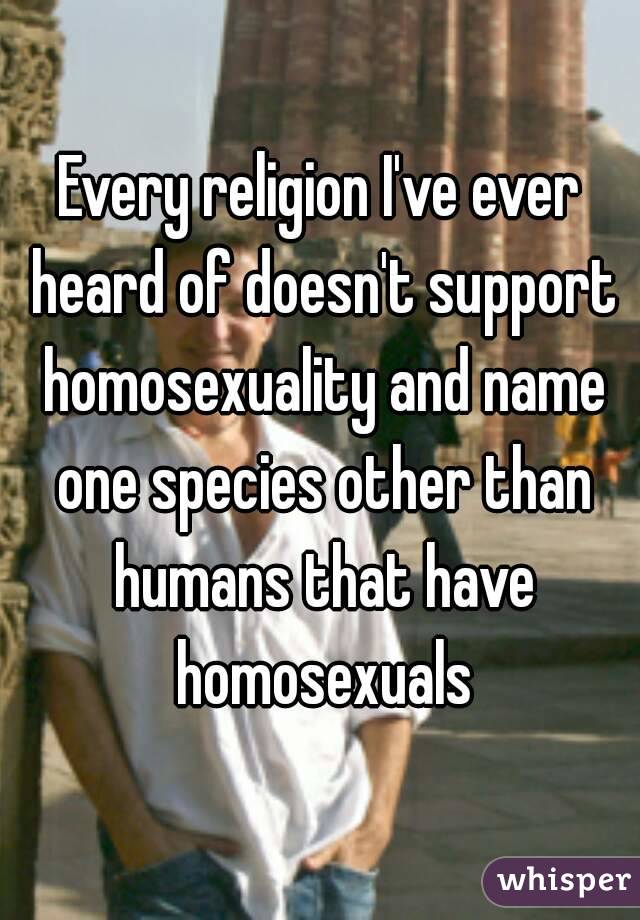 Every religion I've ever heard of doesn't support homosexuality and name one species other than humans that have homosexuals