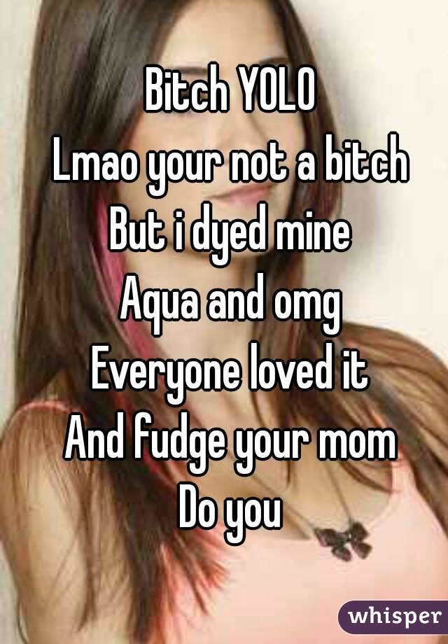 Bitch YOLO
Lmao your not a bitch
But i dyed mine
Aqua and omg
Everyone loved it
And fudge your mom
Do you