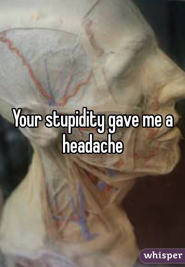 Your stupidity gave me a headache 