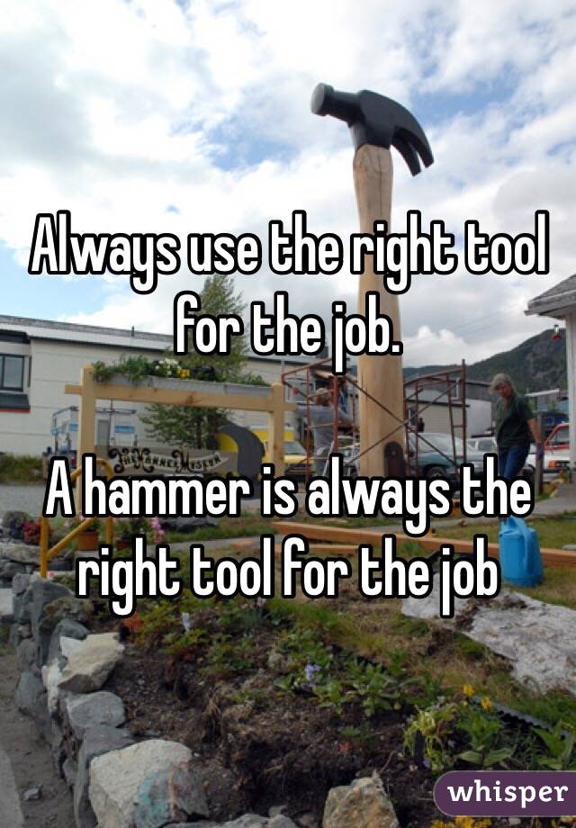 Always Use The Right Tool For The Job A Hammer Is Always The Right
