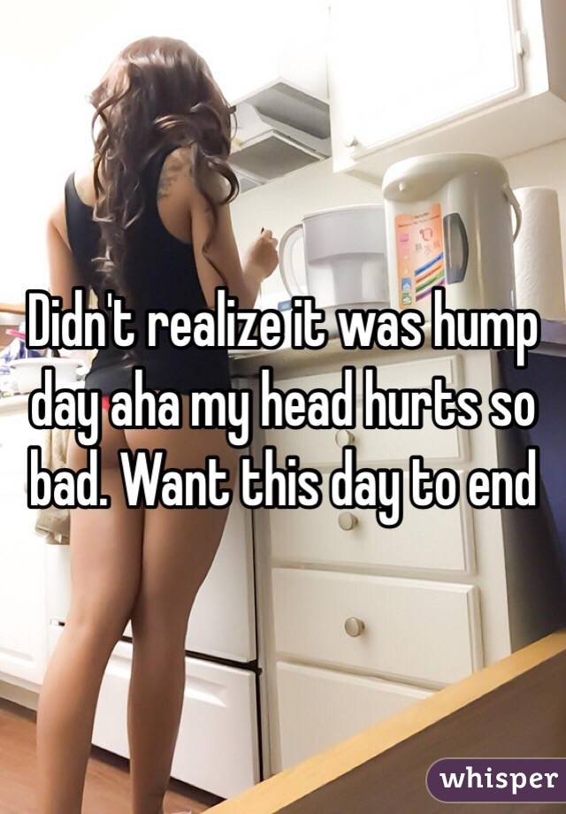 Didn't realize it was hump day aha my head hurts so bad. Want this day to end 