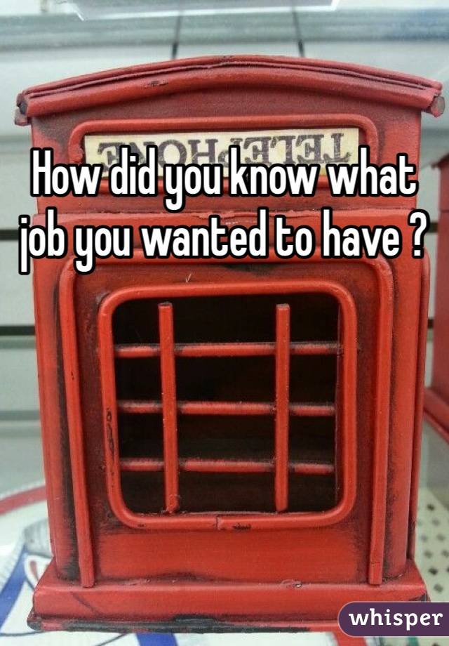 How did you know what job you wanted to have ?