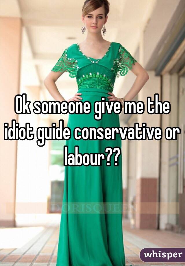 Ok someone give me the idiot guide conservative or labour??