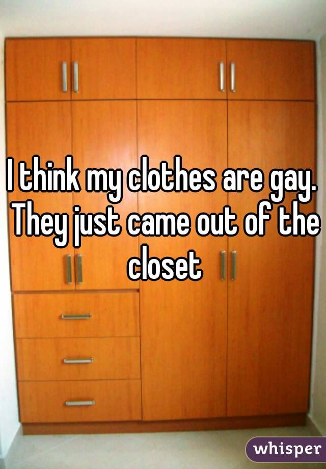 I think my clothes are gay. They just came out of the closet