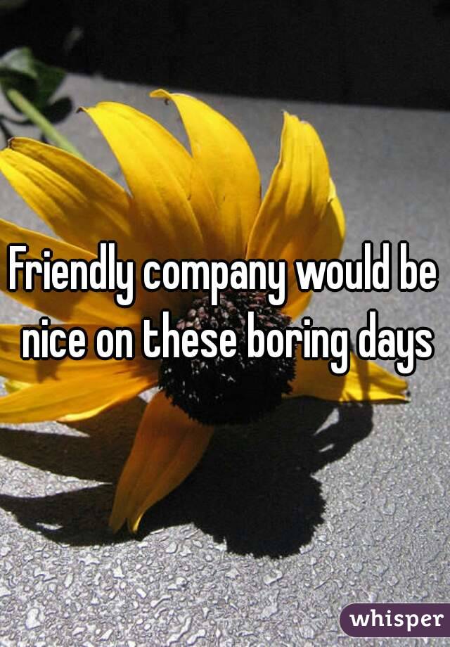 Friendly company would be nice on these boring days