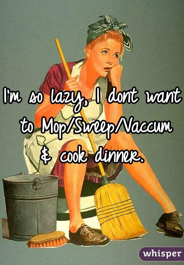 I'm so lazy, I dont want to Mop/Sweep/Vaccum & cook dinner. 
