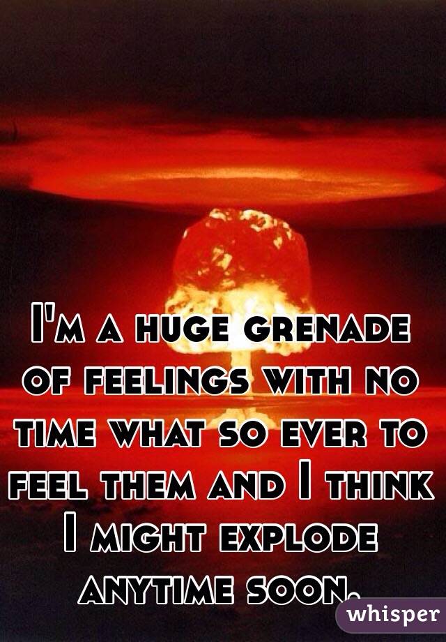 I'm a huge grenade of feelings with no time what so ever to feel them and I think I might explode anytime soon. 