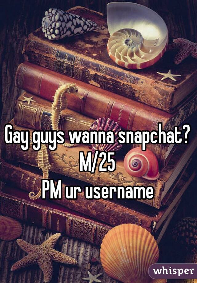 Gay guys wanna snapchat? 
M/25
PM ur username