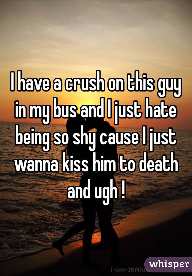 I have a crush on this guy in my bus and I just hate being so shy cause I just wanna kiss him to death and ugh ! 