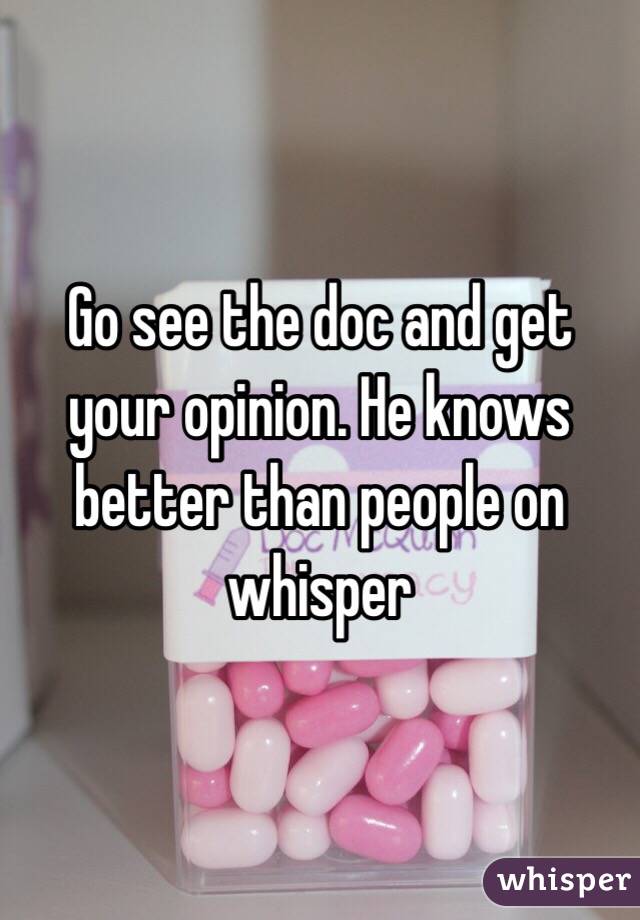 Go see the doc and get your opinion. He knows better than people on whisper