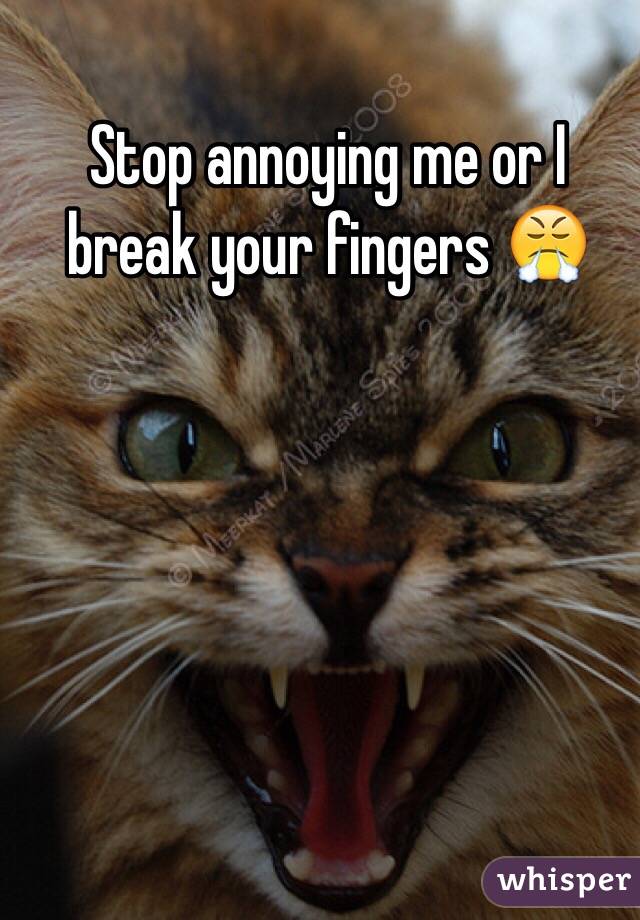 Stop annoying me or I break your fingers 😤