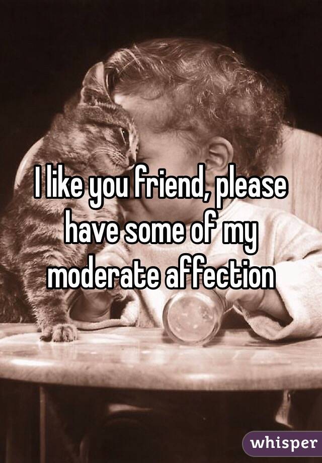 I like you friend, please have some of my moderate affection