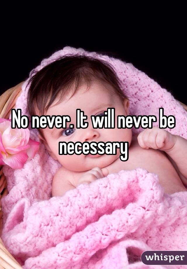 No never. It will never be necessary 