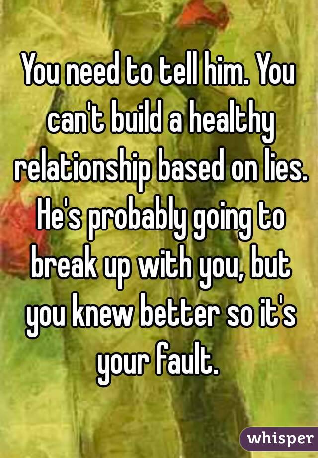 You need to tell him. You can't build a healthy relationship based on lies. He's probably going to break up with you, but you knew better so it's your fault. 