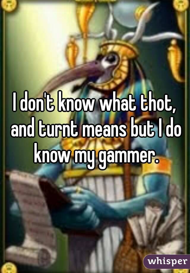 I don't know what thot, and turnt means but I do know my gammer.