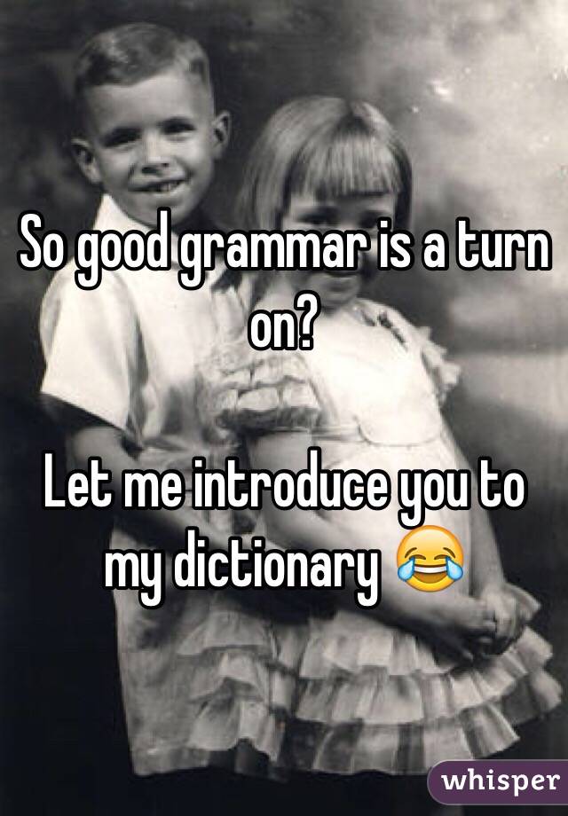 So good grammar is a turn on? 

Let me introduce you to my dictionary 😂