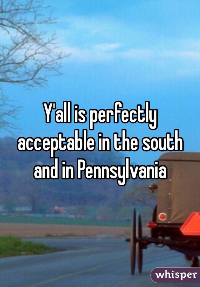 Y'all is perfectly acceptable in the south and in Pennsylvania 