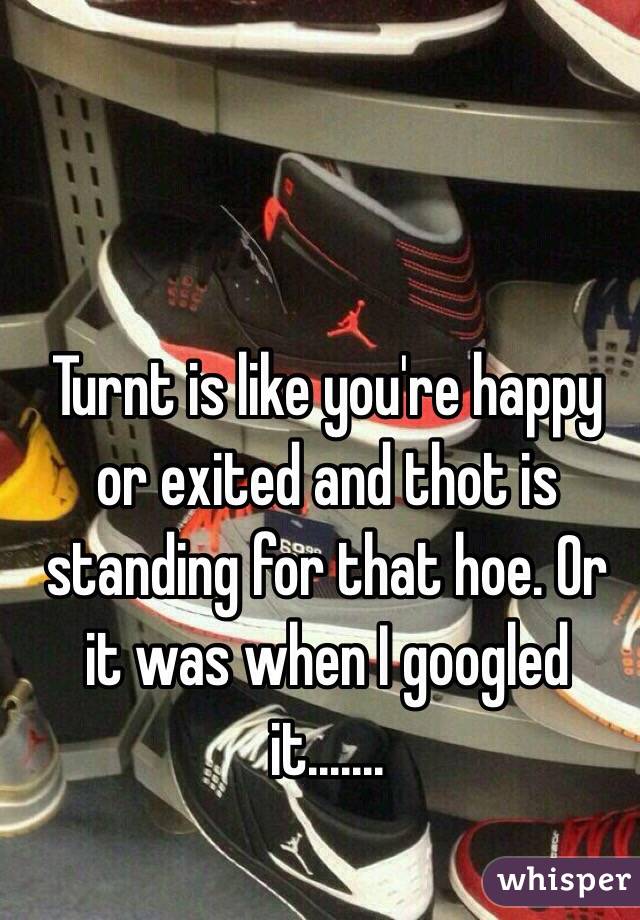 Turnt is like you're happy or exited and thot is standing for that hoe. Or it was when I googled it.......