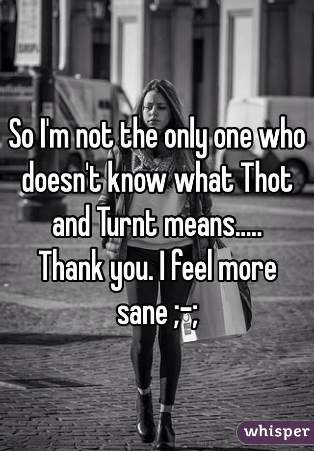 So I'm not the only one who doesn't know what Thot and Turnt means.....
Thank you. I feel more sane ;-;