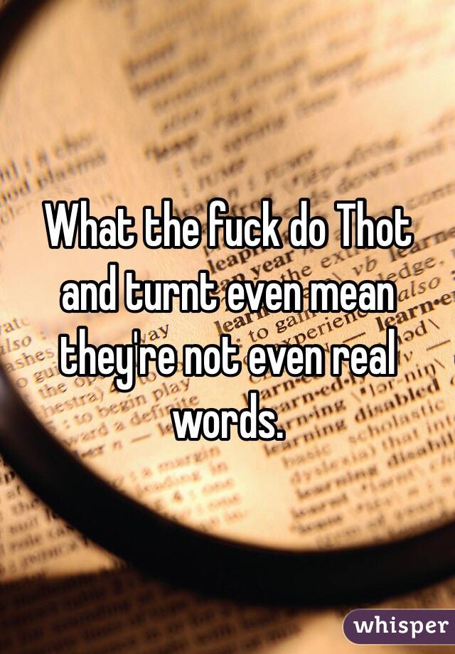  What the fuck do Thot and turnt even mean they're not even real words. 