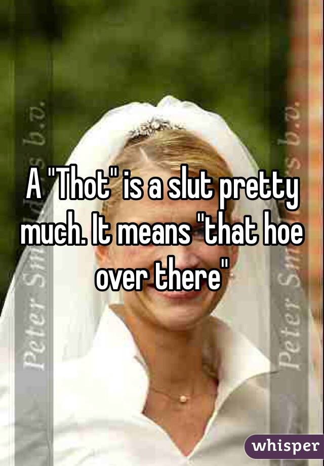 A "Thot" is a slut pretty much. It means "that hoe over there"