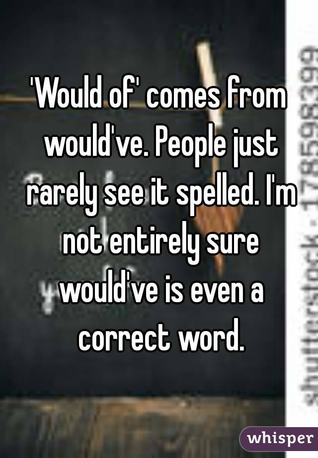 'Would of' comes from would've. People just rarely see it spelled. I'm not entirely sure would've is even a correct word.