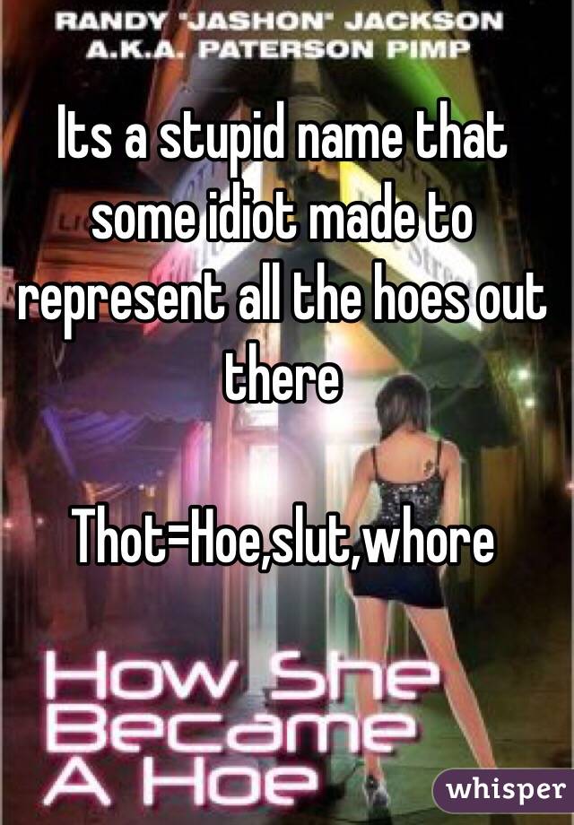 Its a stupid name that some idiot made to represent all the hoes out there 

Thot=Hoe,slut,whore