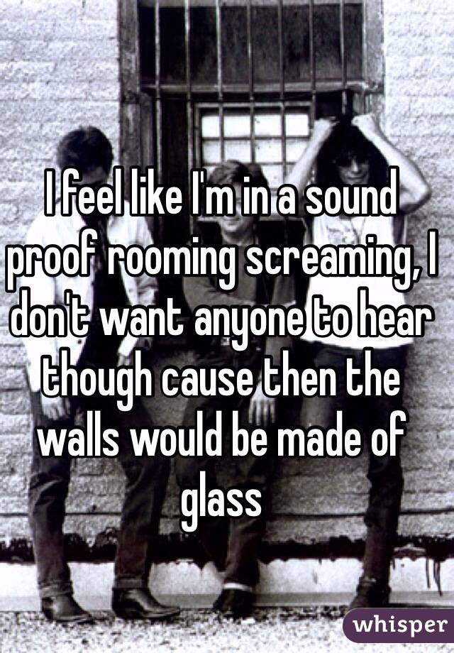 I feel like I'm in a sound proof rooming screaming, I don't want anyone to hear though cause then the walls would be made of glass